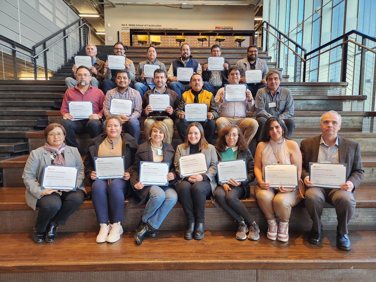 Mexican higher education institutions faculty display their Phase 2 Semiconductor certificates 